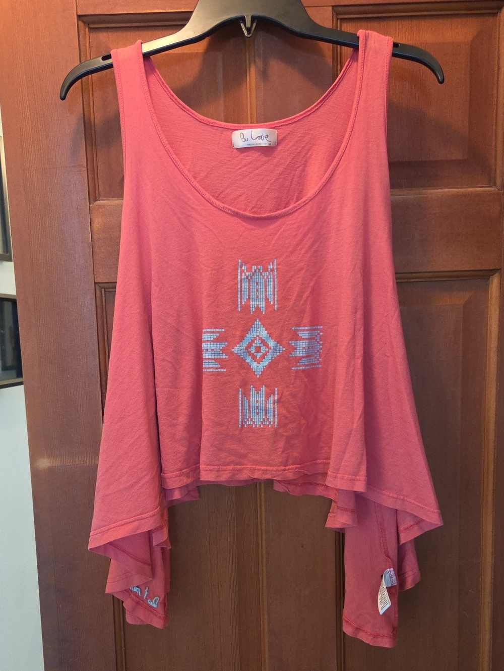 Be Love Coral Aztec Print Women's Crop Flowy Tank Top